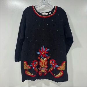 Carolina Colours Vintage Christmas beaded bow Sweater